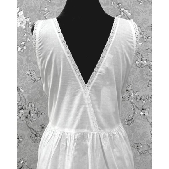 Victorian Cotton Nightgown by SoieRose – Sleeveless Lace Trimmed Gown - SR-1225 - Picture 6 of 8